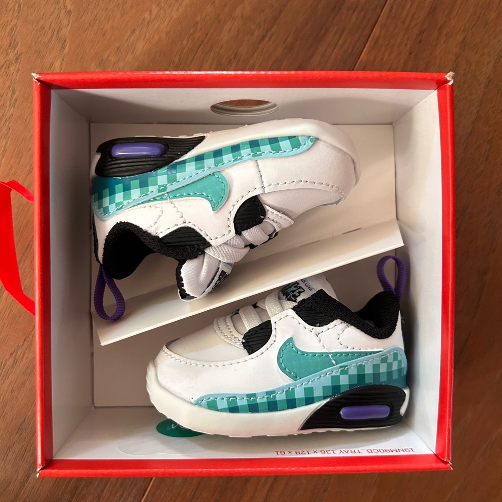 Kids White and Teal Nike Shoes